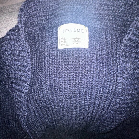 Boheme Goods Cropped Wool Cardigan | Navy - 4 - Picture 3 of 3